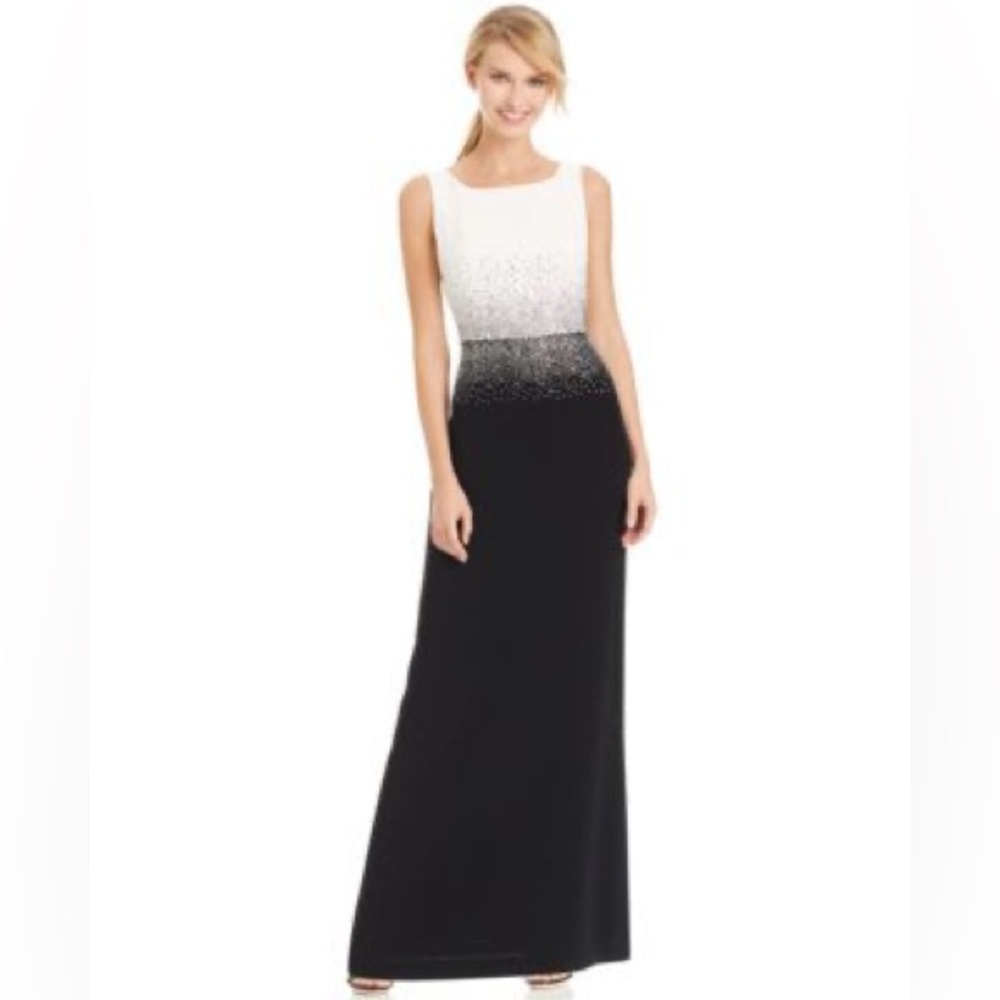 Calvin Klein White to Black Ombre Maxi Gown